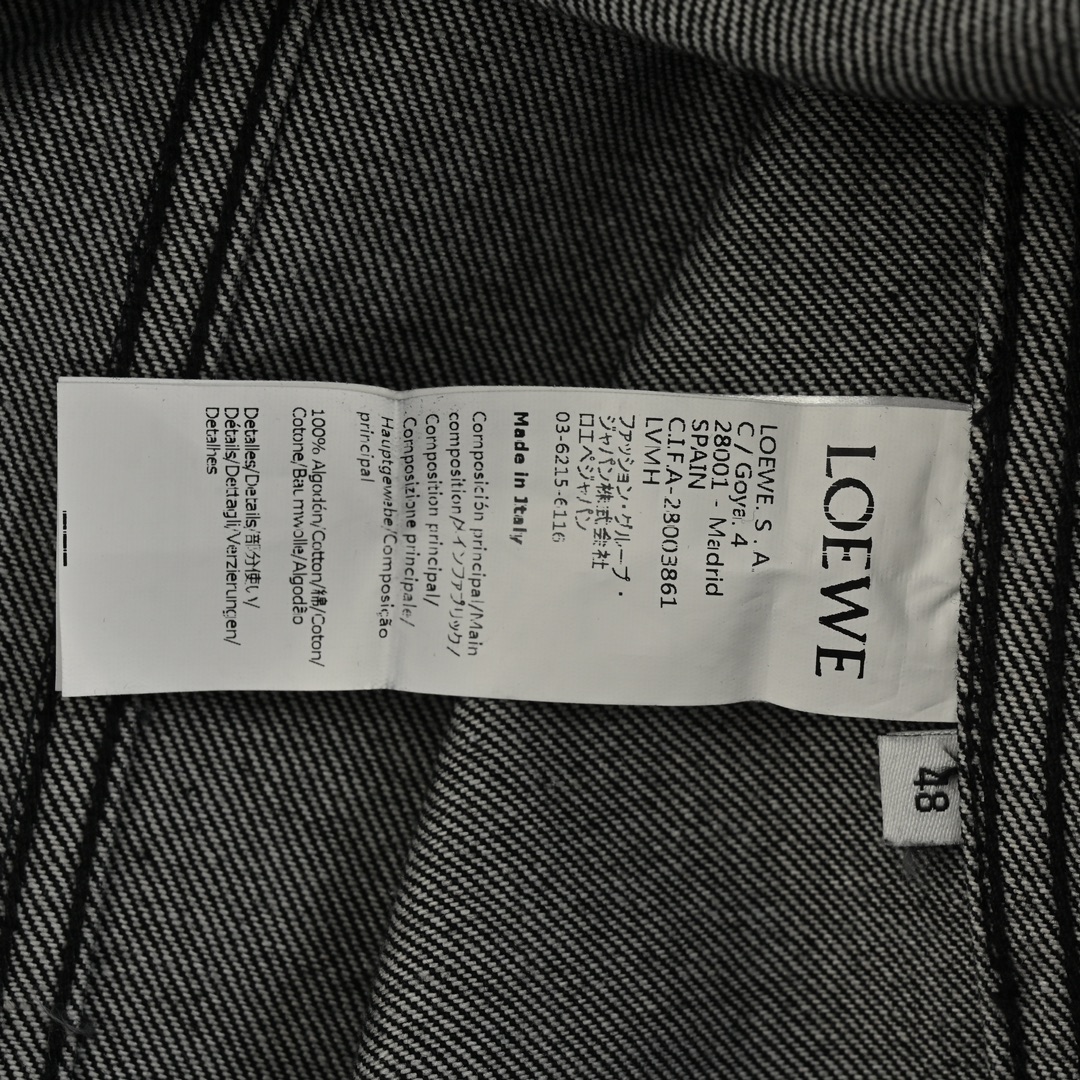 Loewe/罗意威 24Fw 镂空贴布logo套装牛仔外套 LOEWE Anagram单宁牛仔外套