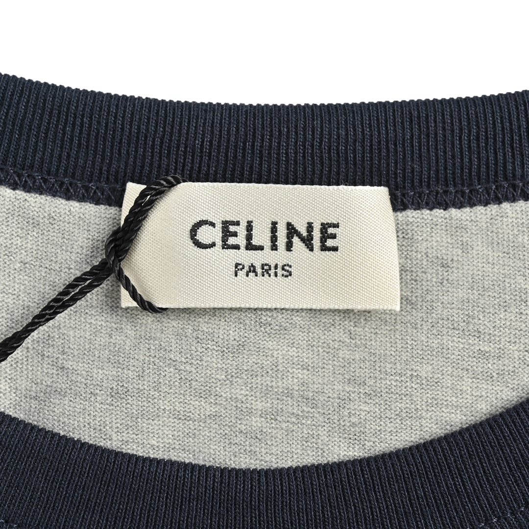 Celine/赛琳 24Fw 植绒字母拼接长袖T恤