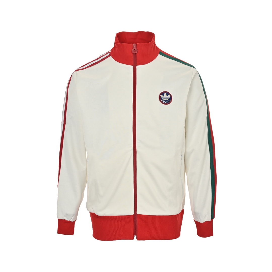 Gucci & Adidas 联名款白红拼接织带拉链外套