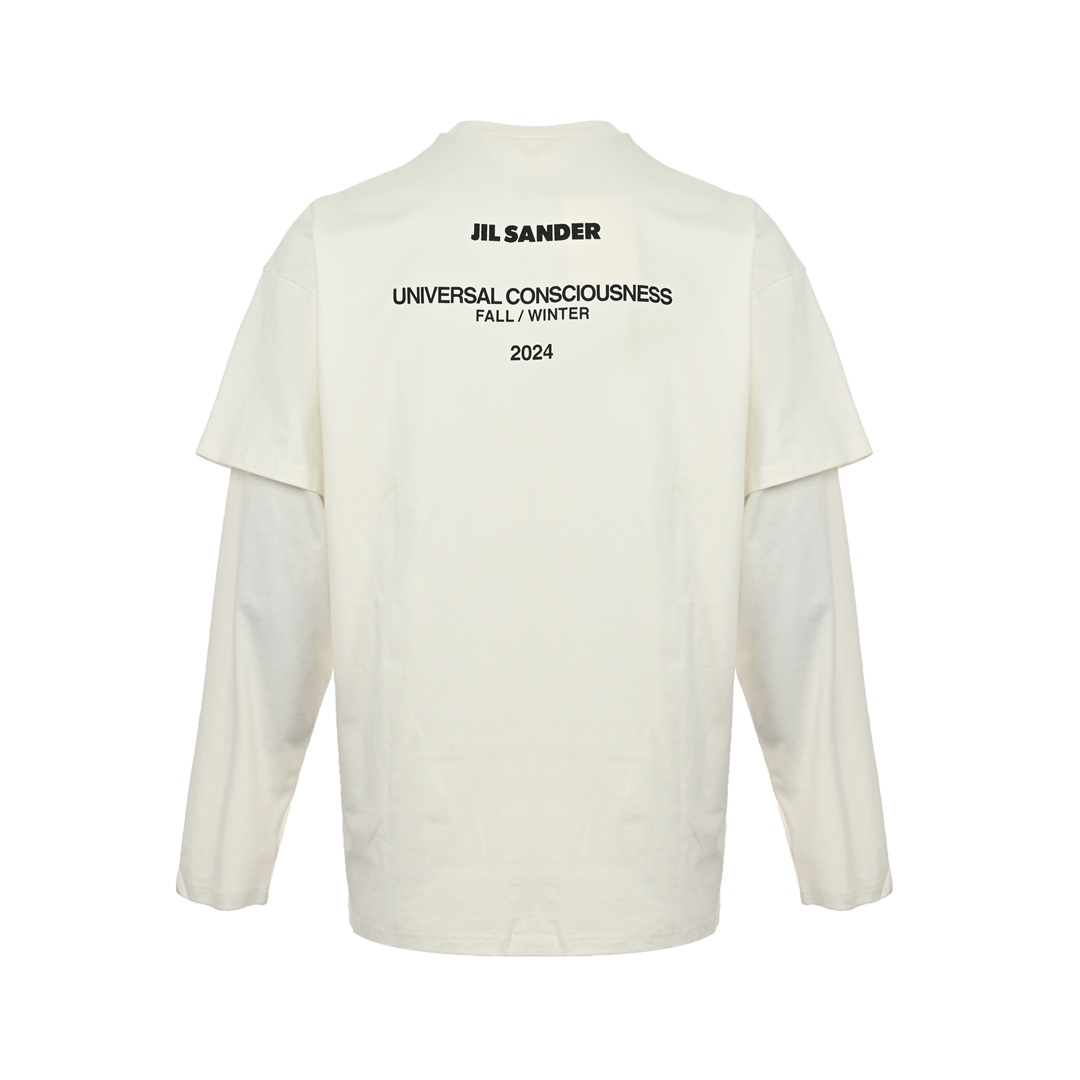 Jil Sander 24Fw 后背字母真两件长袖 面部采用26s230g精梳棉