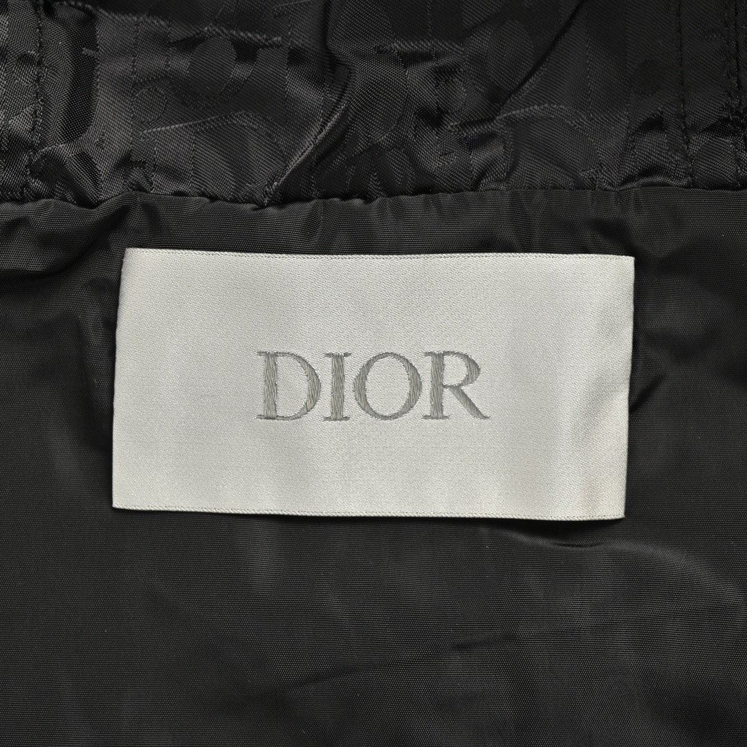 Dior/迪奥 23Fw 丝绸满印提花拉链连帽外套 黑色