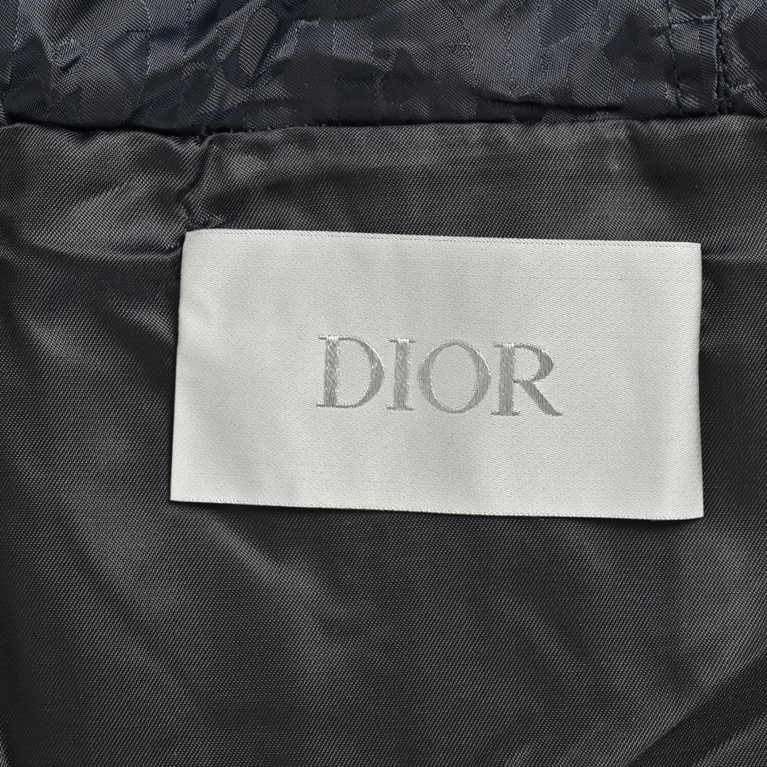 Dior/迪奥 23Fw 丝绸满印提花拉链连帽外套 藏蓝