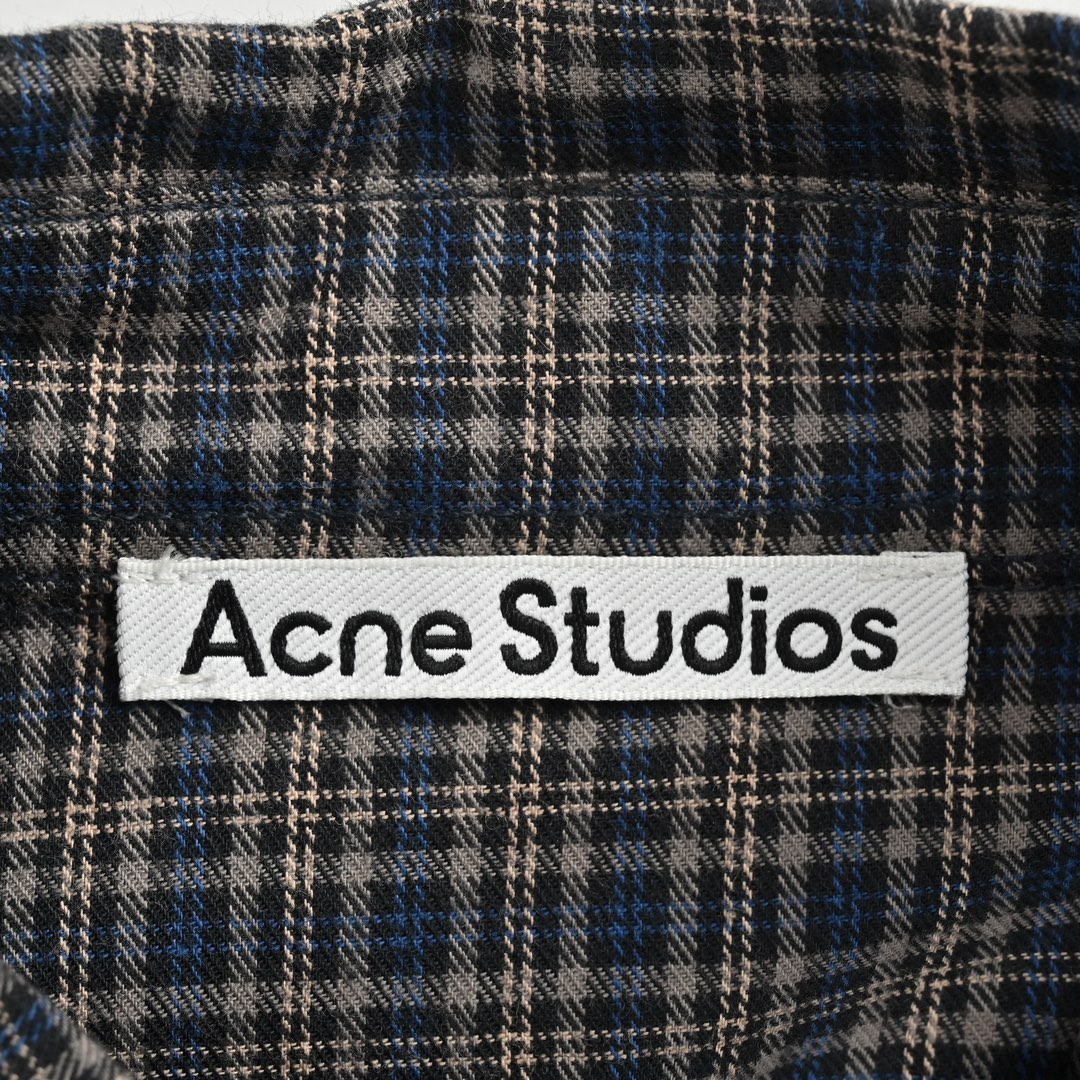 Acne 24Fw 补丁拼接格子衬衫 定织定染对版法兰绒格