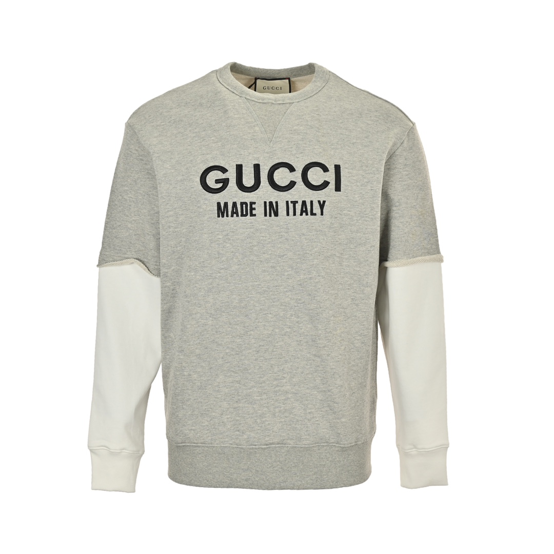 Gucci/古驰 24Fw 刺绣字母logo拼接假两件卫衣