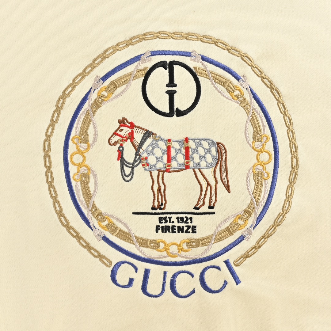 Gucci/古驰 24Fw 复古马术链条刺绣圆领卫衣