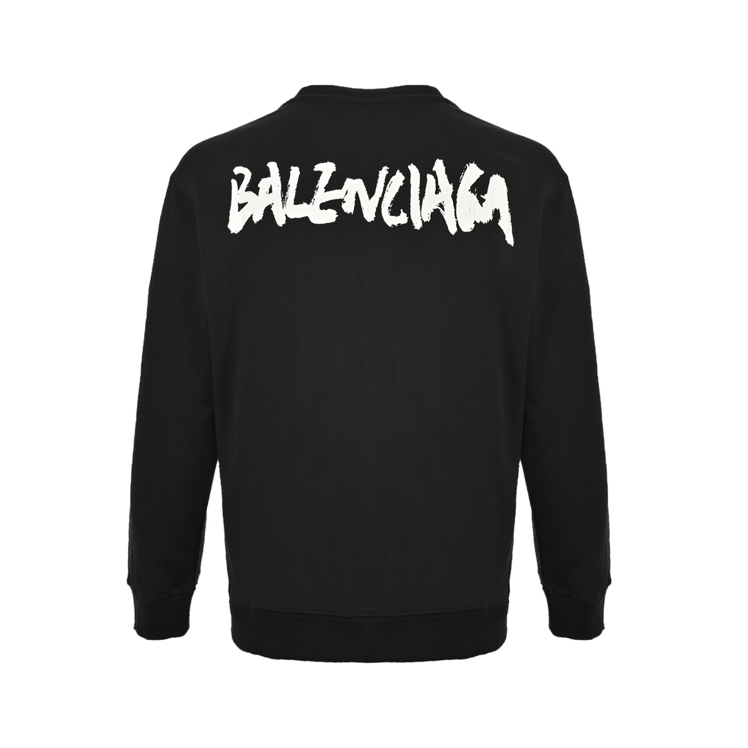 Gucci & Balenciaga 联名款草写字母印花圆领卫衣