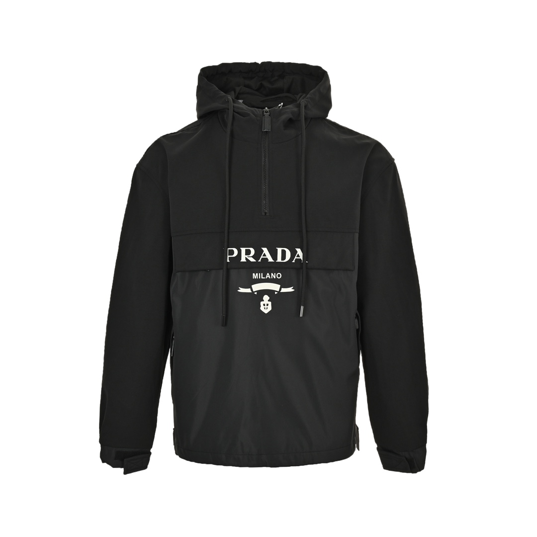 Prada/普拉达 字母徽标半拉链连帽外套