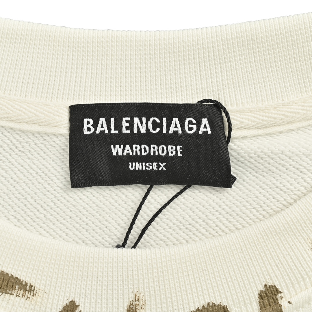 Balenciaga/巴黎世家 24Fw 手绘字母双B印花圆领卫衣