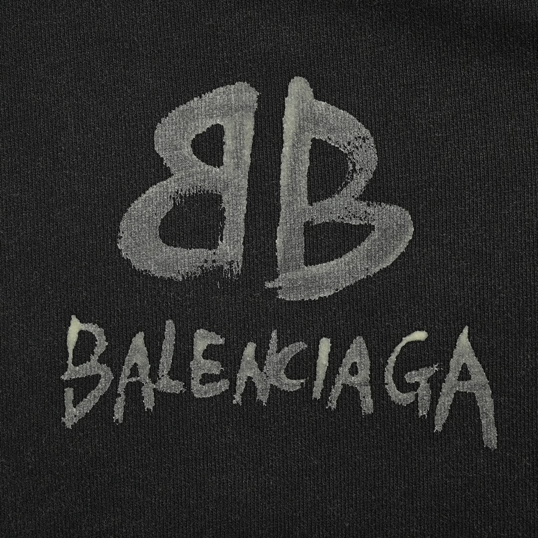 Balenciaga/巴黎世家 手绘夜光双B印花水洗卫衣