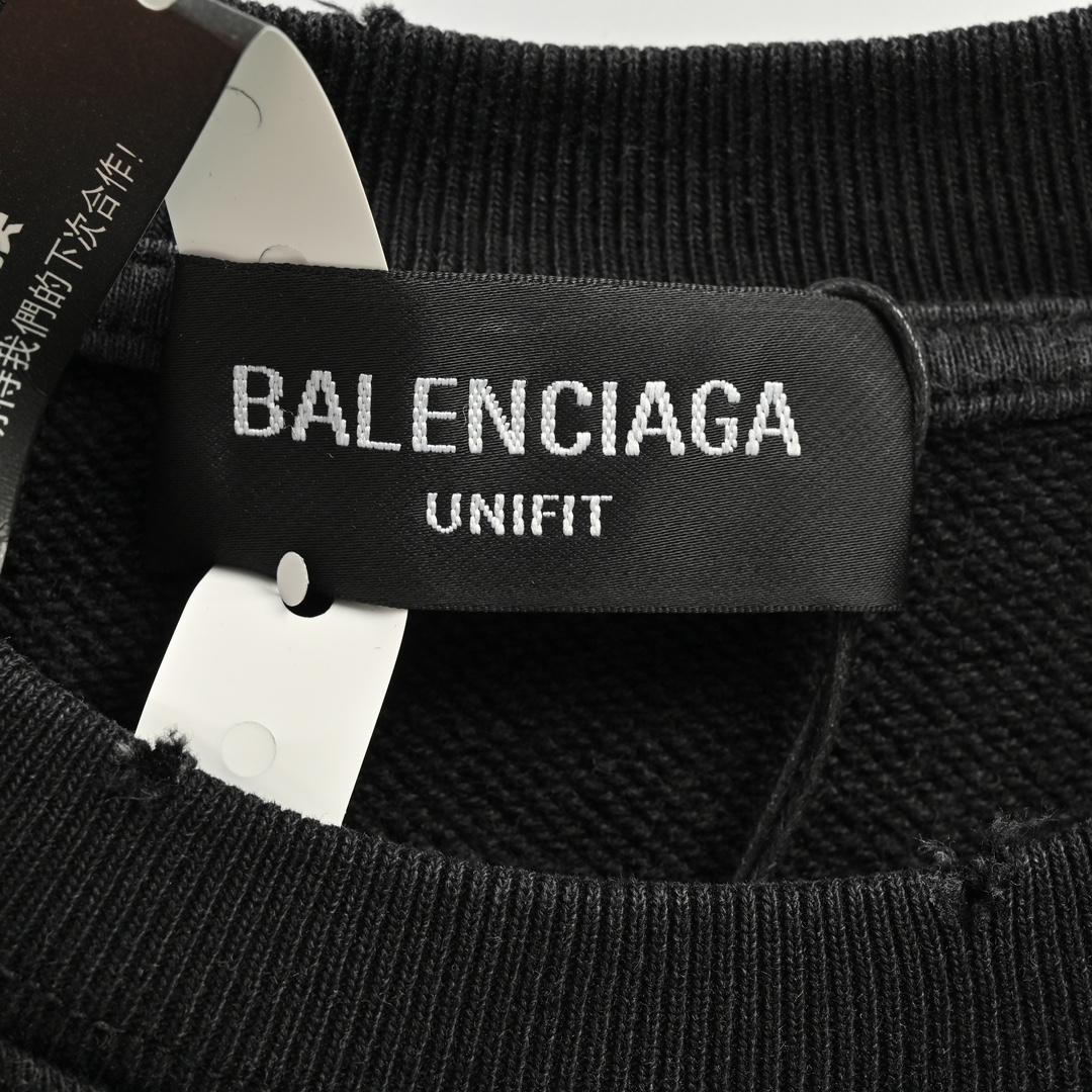 Balenciaga/巴黎世家 手绘夜光双B印花水洗卫衣