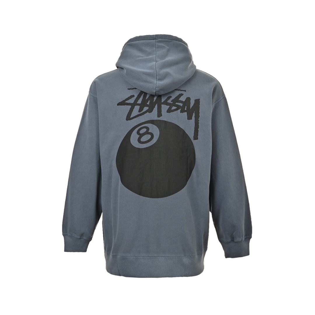 Stussy/斯图西 24Fw 黑八拉链连帽卫衣