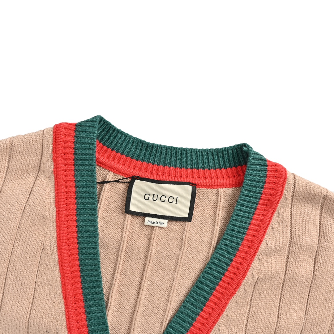 Gucci/古驰 24Fw 红绿条纹毛衣开衫