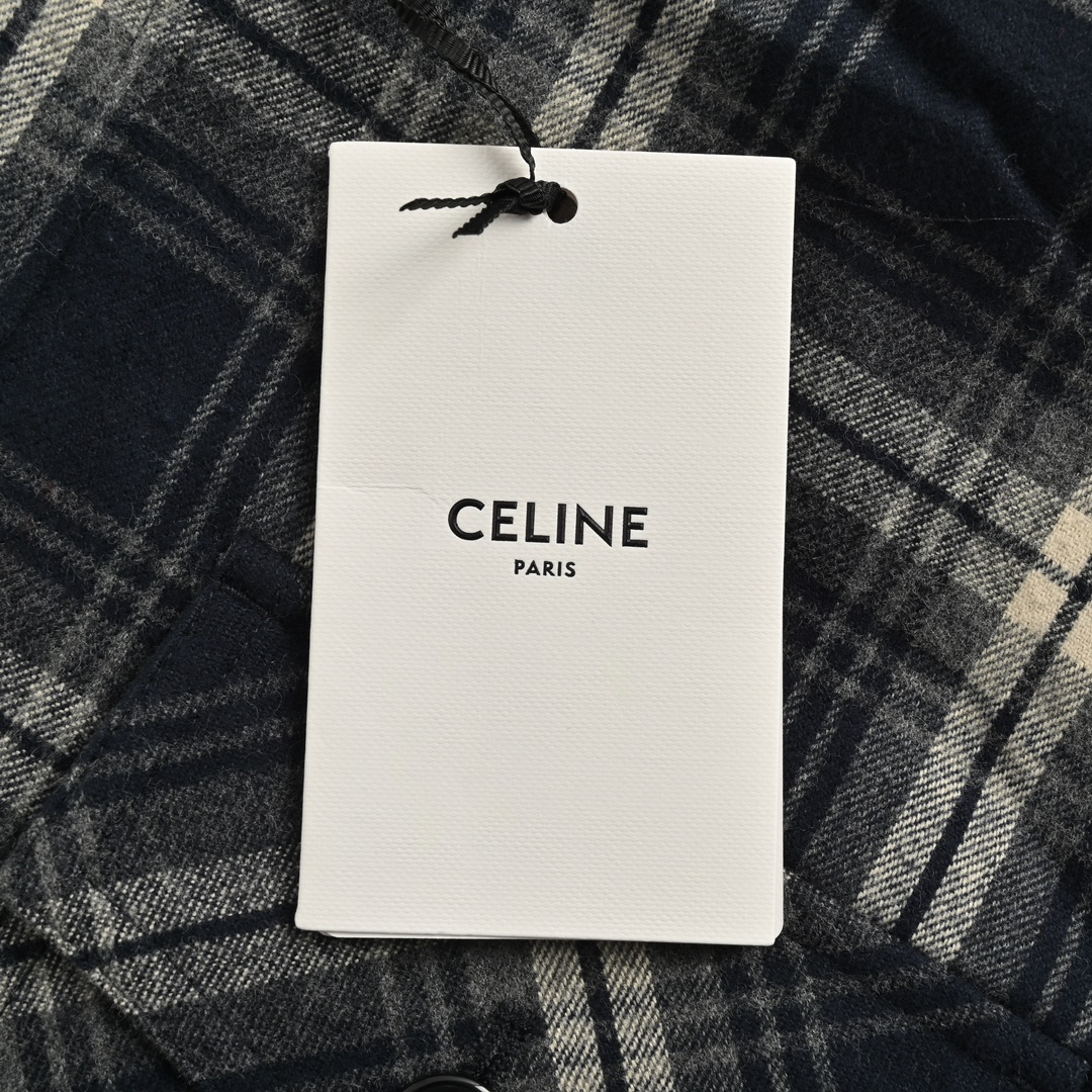 Celine/赛琳 24Fw 格纹羊绒连帽外套