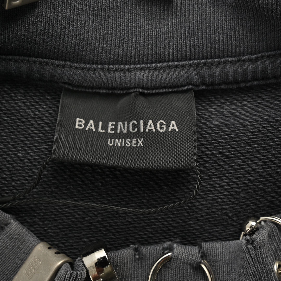 Balenciaga/巴黎世家 23Fw 领口环扣铆钉穿刺圆领卫衣