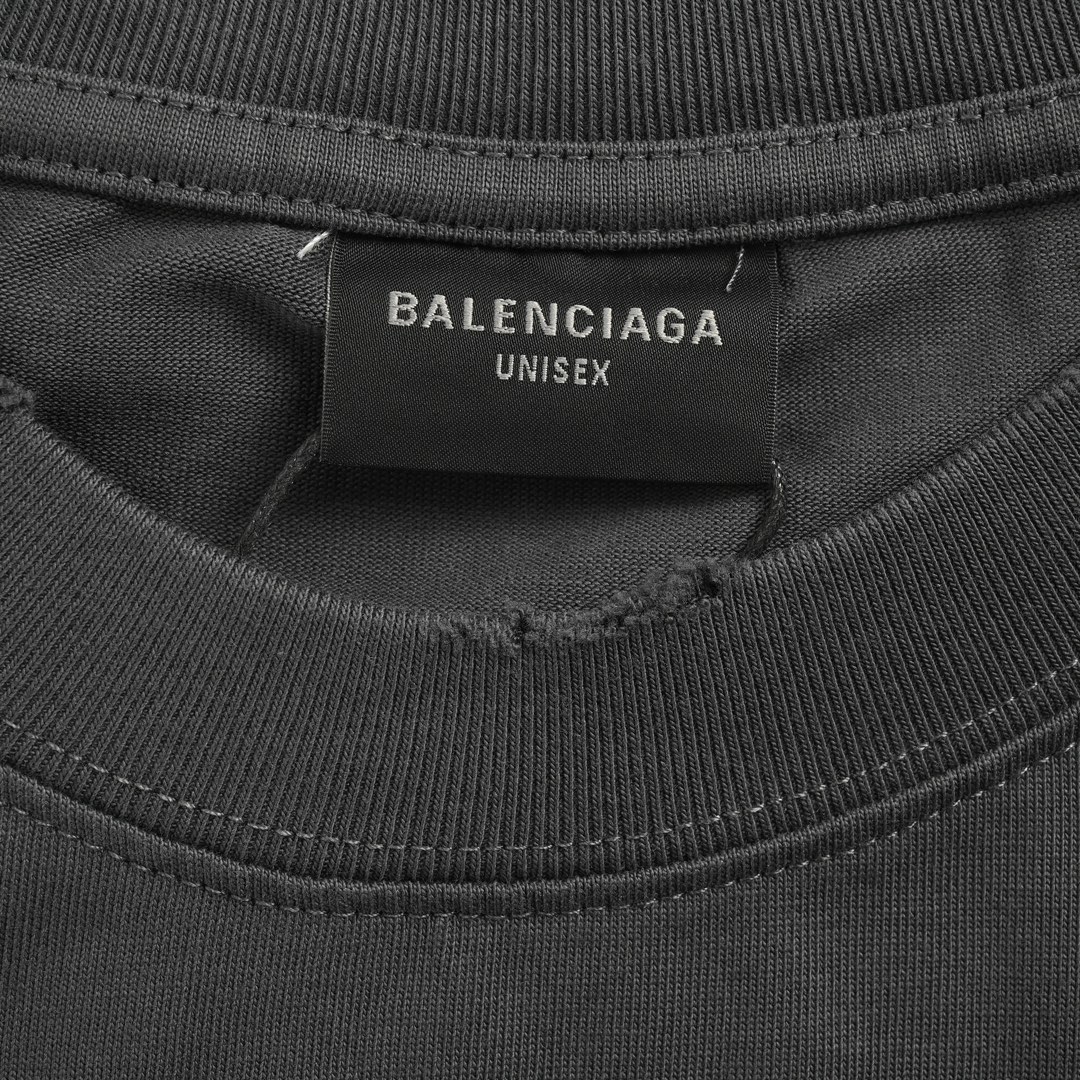 Balenciaga & Vogue 后背灯塔水洗破洞长袖T恤 浅褐色 深灰色 军绿色 粉色