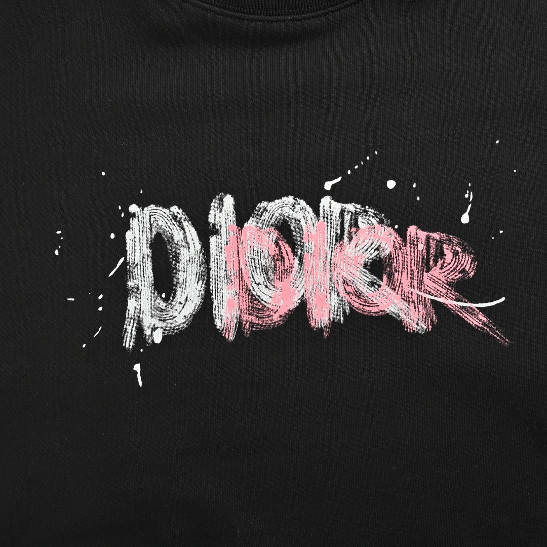 Dior/迪奥 24Fw 手绘涂鸦泼墨字母印花短圆领卫衣