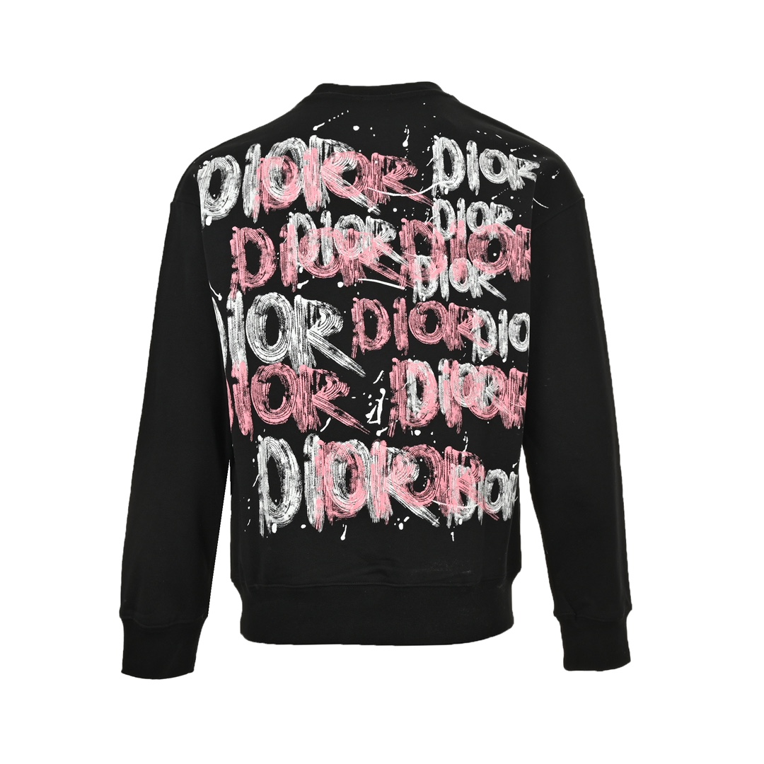 Dior/迪奥 24Fw 手绘涂鸦泼墨字母印花短圆领卫衣