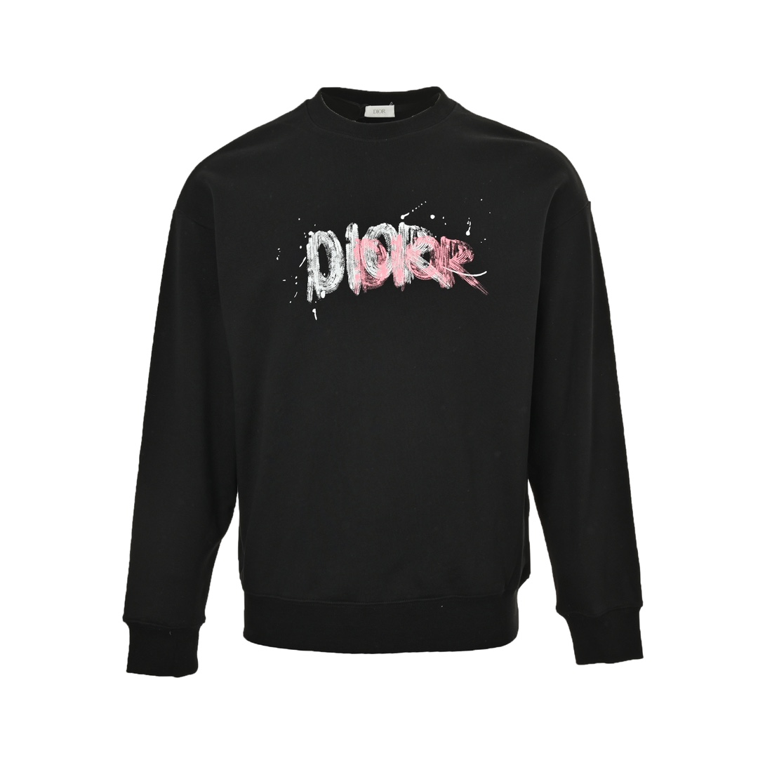 Dior/迪奥 24Fw 手绘涂鸦泼墨字母印花短圆领卫衣