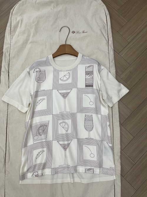 Loro Piana Silk Top with Cocktail Print, Size 36-40 1 Loro Piana Silk Top with Cocktail Print, Size 36-40