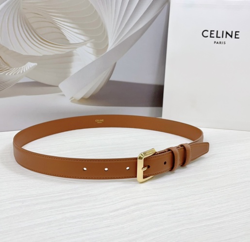 Celine 2.5cm Leather Belt with Brass Buckle, Double-Sided First Layer Cowhide 1 Celine 2.5cm Leather Belt with Brass Buckle, Double-Sided First Layer Cowhide