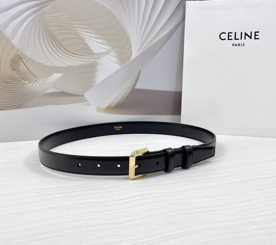 Celine Women's Belt in Smooth Calfskin with Brass Buckle, 2.5 cm - Black 1 Celine Women's Belt in Smooth Calfskin with Brass Buckle, 2.5 cm - Black