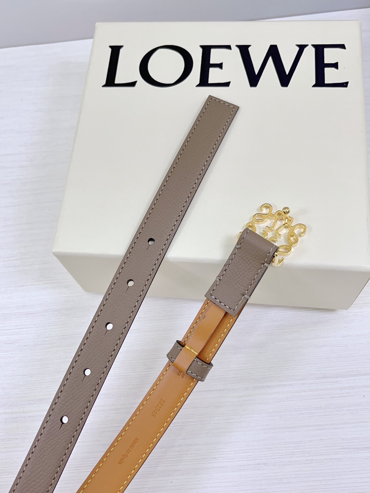 .0cm罗意威LOEWE腰带双面头层牛皮皮料长度.75.80.85.90.95.100欧铜五金扣原版开模