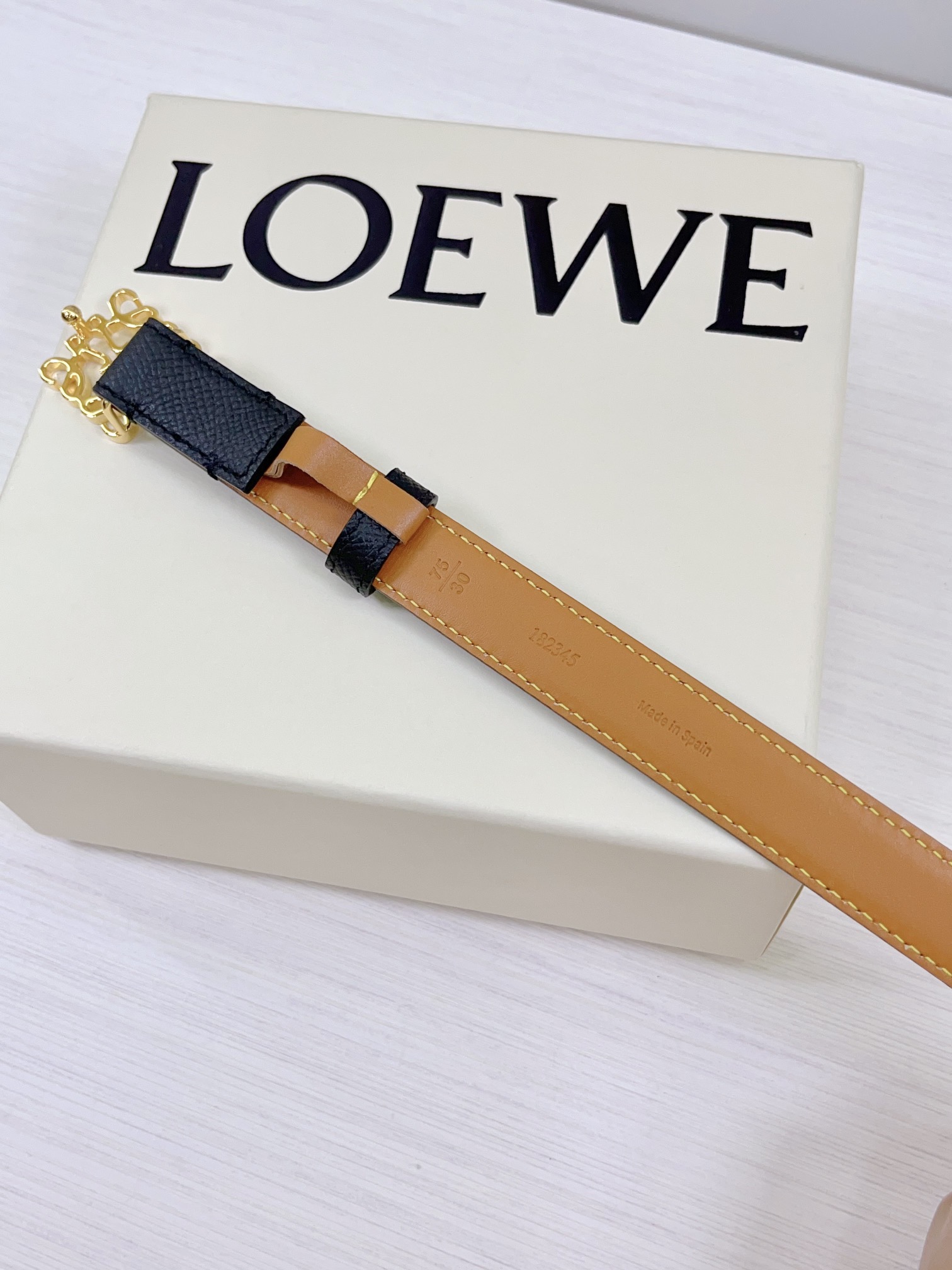 .0cm罗意威LOEWE腰带双面头层牛皮皮料长度.75.80.85.90.95.100欧铜五金扣原版开模