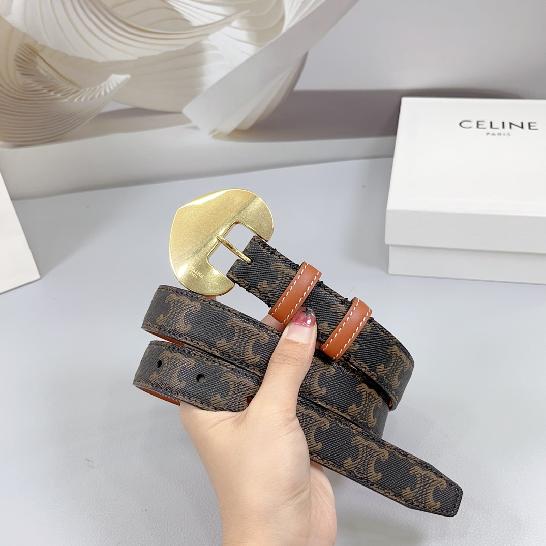 .5cm赛琳CELINE针扣款腰带双面头层牛皮皮料长度.75.80.85.90.95.100.105欧铜