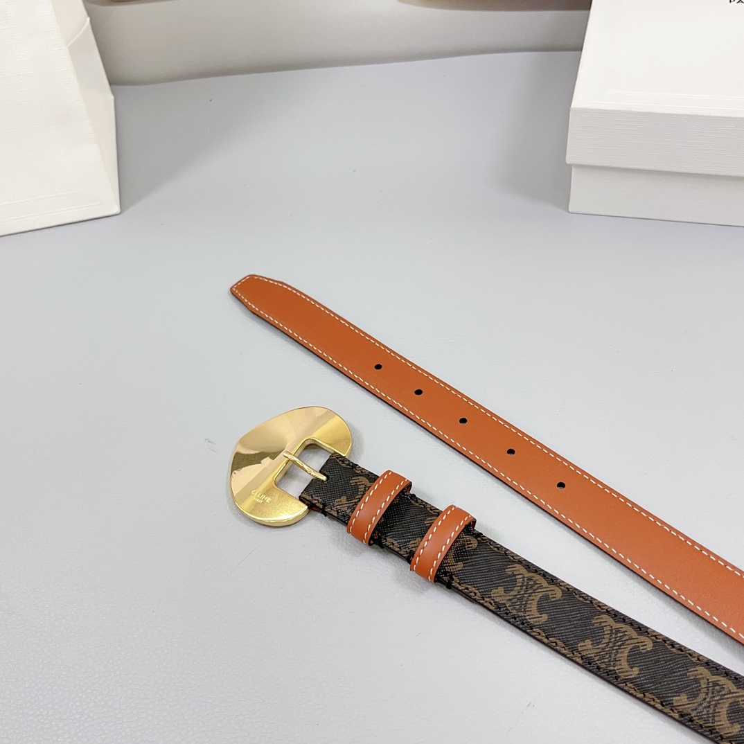 .5cm赛琳CELINE针扣款腰带双面头层牛皮皮料长度.75.80.85.90.95.100.105欧铜