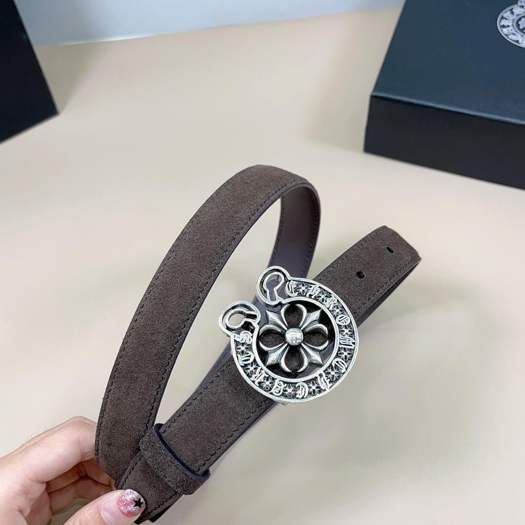 克罗心mini版腰带可拆卸款原版小牛皮搭配经典Logo纯铜镀银S925五金自然做旧宽度2.5cm