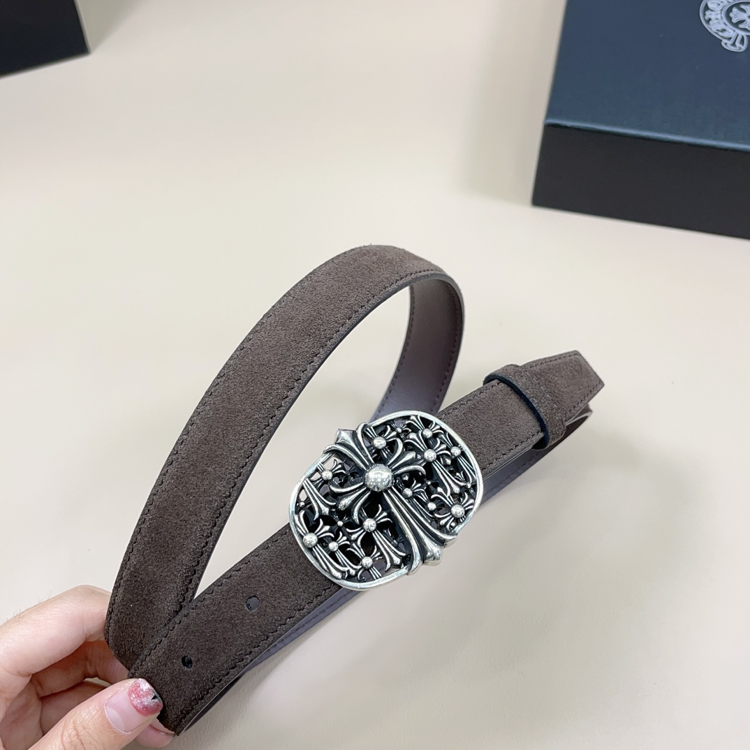 克罗心mini版腰带可拆卸款原版小牛皮搭配经典Logo纯铜镀银S925五金自然做旧宽度2.5cm