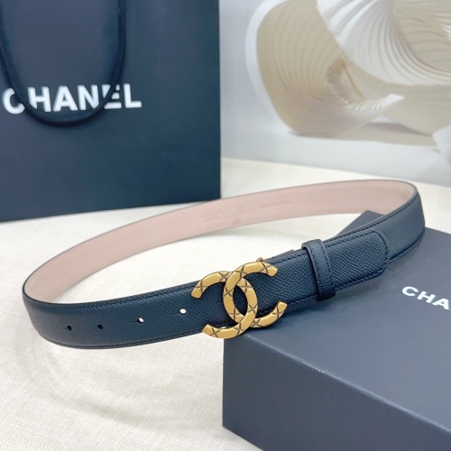 Chanel 3.0cm Double-Sided Leather Belt with CC Buckle, Sizes 75-100 1 Chanel 3.0cm Double-Sided Leather Belt with CC Buckle, Sizes 75-100