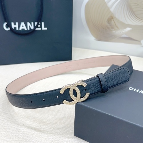 Chanel Leather Belt with Double-Sided Design and Brass Hardware, 3.0cm Width 1 Chanel Leather Belt with Double-Sided Design and Brass Hardware, 3.0cm Width