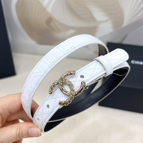 Chanel Women's Leather Belt with CC Buckle, White, Size 75-100 1 Chanel Women's Leather Belt with CC Buckle, White, Size 75-100