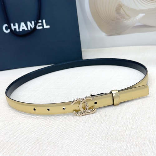 Chanel Women's 2.0cm Gold Double-Sided Leather Belt with CC Buckle 1 Chanel Women's 2.0cm Gold Double-Sided Leather Belt with CC Buckle