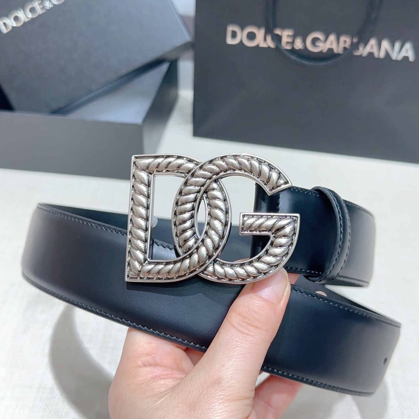 💥💥💥4.0cm迪嘉班纳D&G腰带，双面头层牛皮，长度：75.80.85.90.95.100.105.1
