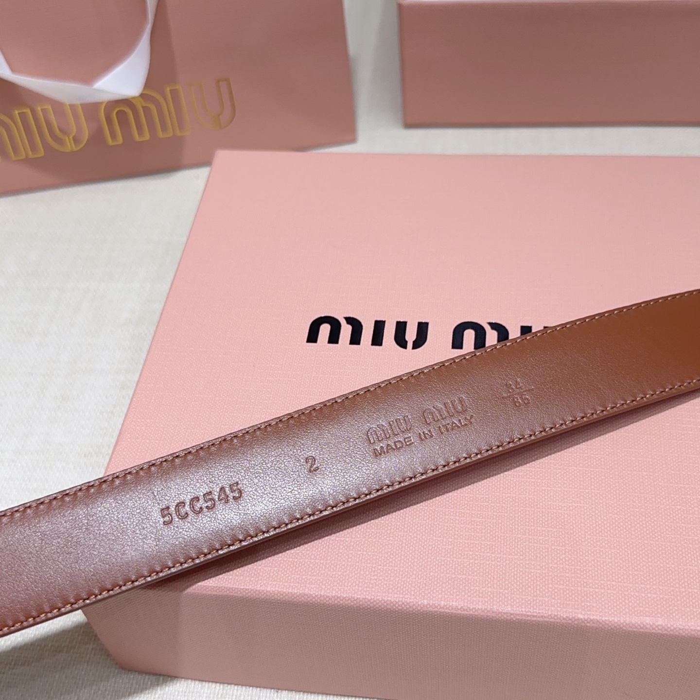 3 0cm缪缪miu min腰带 双面头层牛皮 铜五金针扣扣