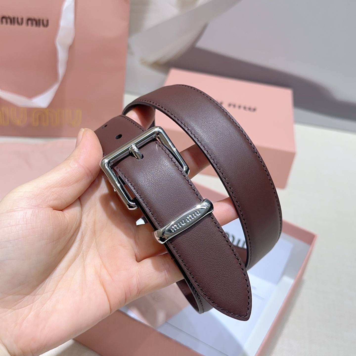 💥💥💥3.0cm缪缪miu min腰带，双面头层牛皮，长度：75.80.85.90.95.100.105