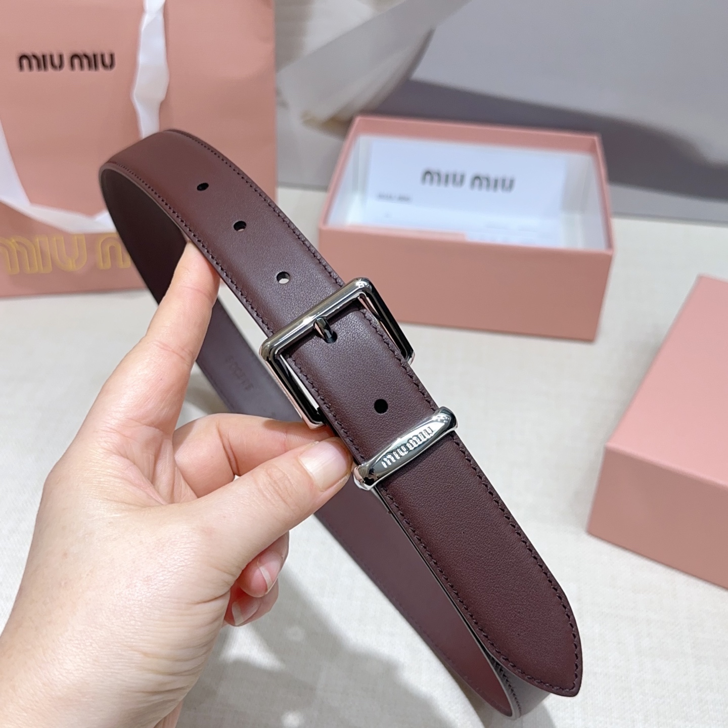 💥💥💥3.0cm缪缪miu min腰带，双面头层牛皮，长度：75.80.85.90.95.100.105