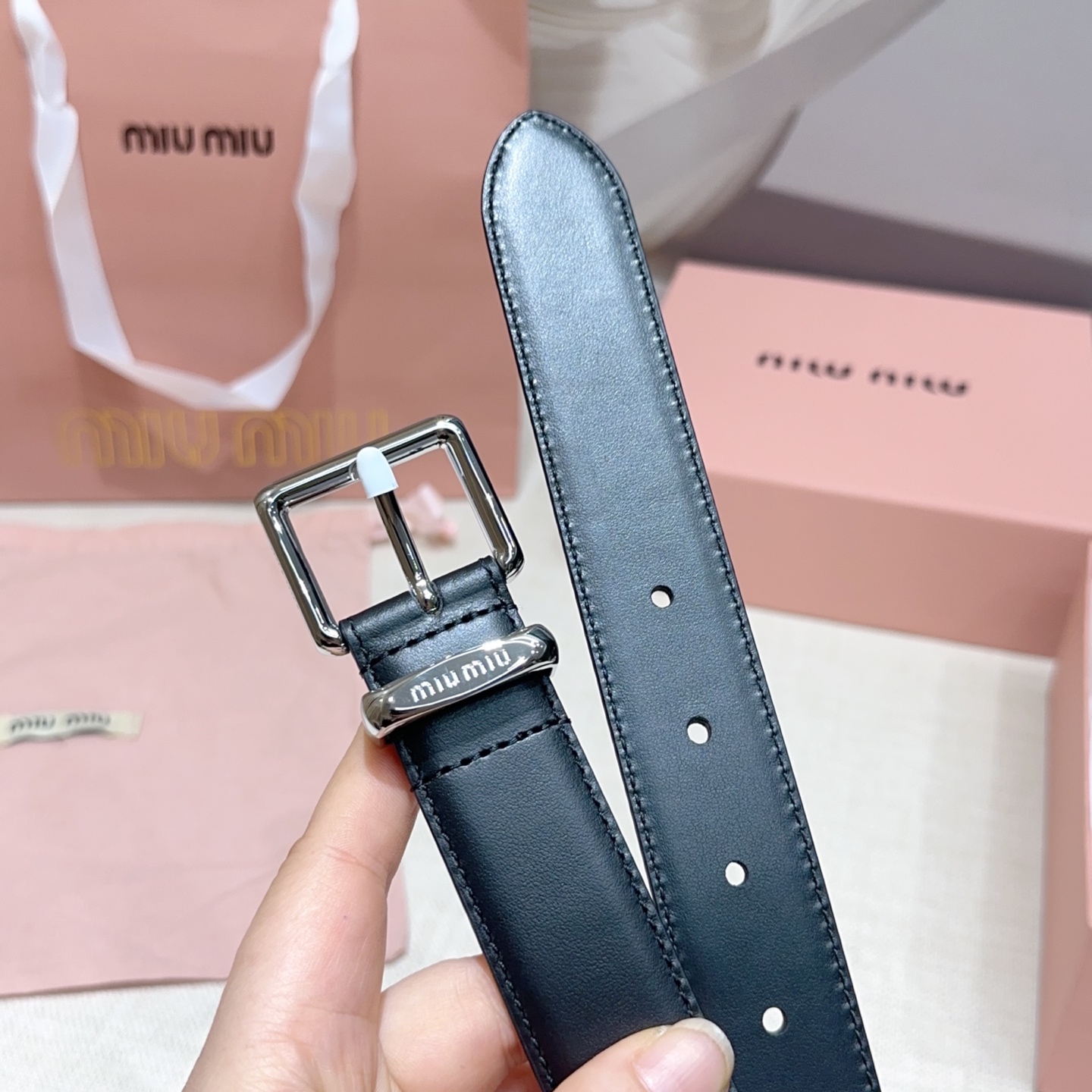 💥💥💥3.0cm缪缪miu min腰带，双面头层牛皮，长度：75.80.85.90.95.100.105