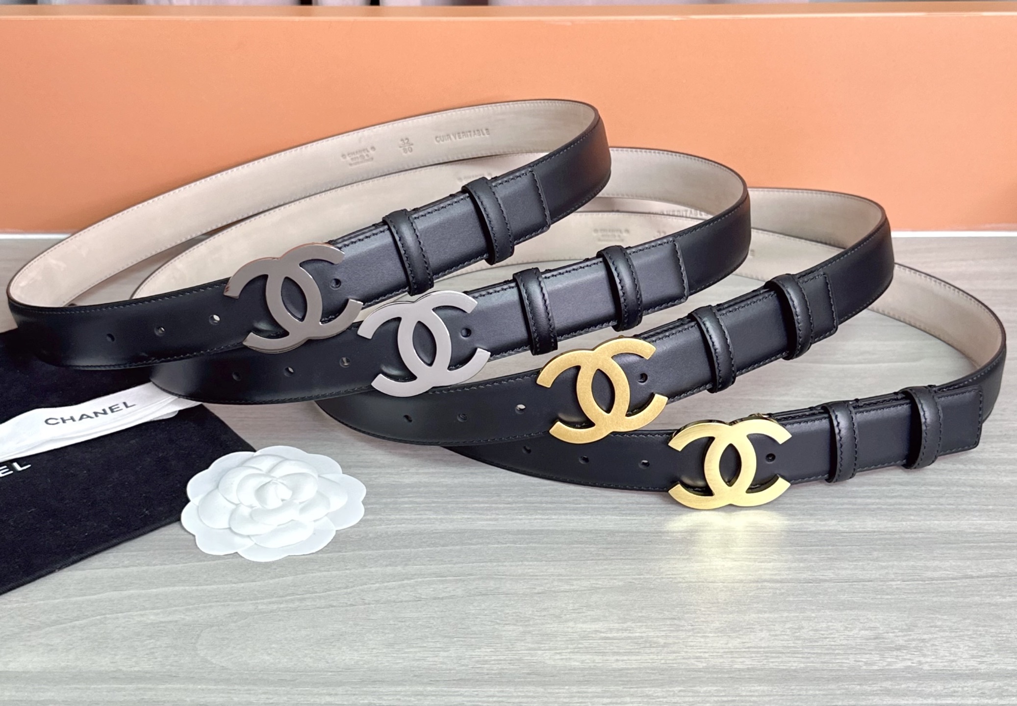 💥💥💥3.0cm香奈儿 CHANEL 最新款双面头层牛皮腰带、经典优雅、时尚百搭，长度：75.80.85