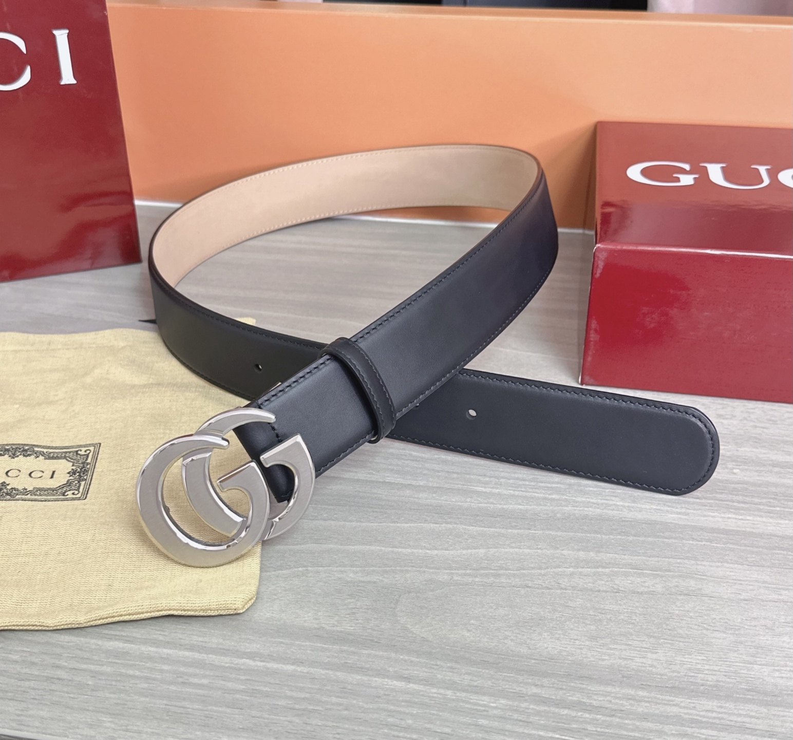 💥💥💥4.0cm古奇腰带，平纹磨砂底双面头层牛皮，长度：75.80.85.90.95.100.105.1