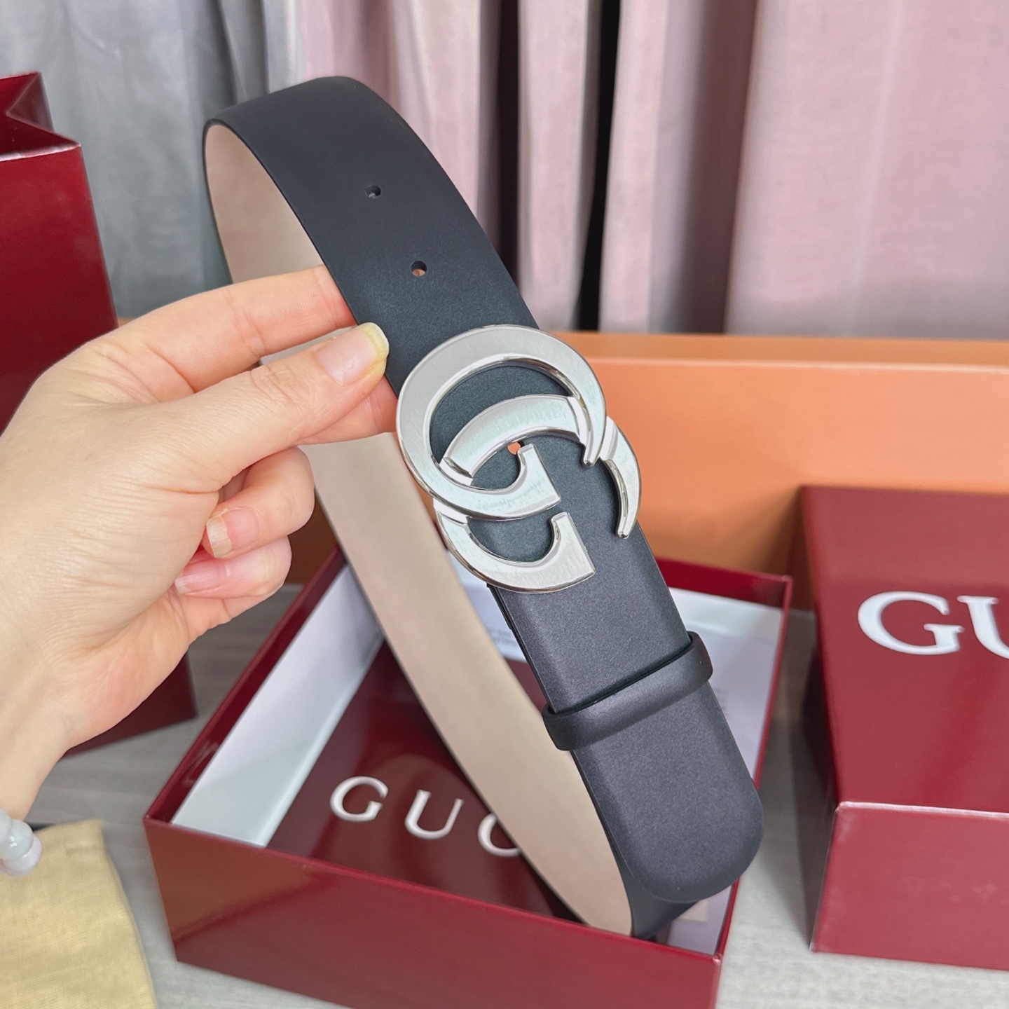 💥💥💥4.0cm古奇腰带，平纹磨砂底双面头层牛皮，长度：75.80.85.90.95.100.105.1