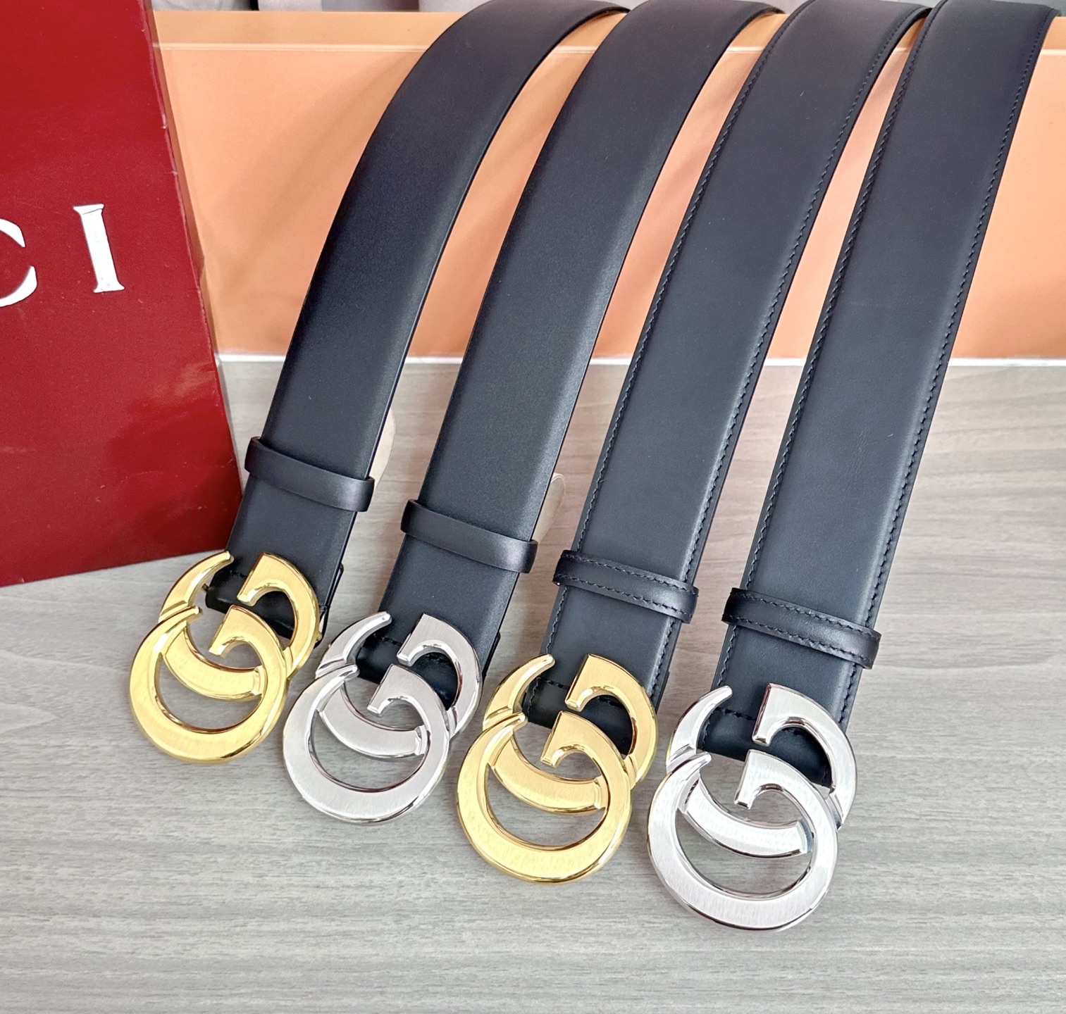 💥💥💥4.0cm古奇腰带，平纹磨砂底双面头层牛皮，长度：75.80.85.90.95.100.105.1