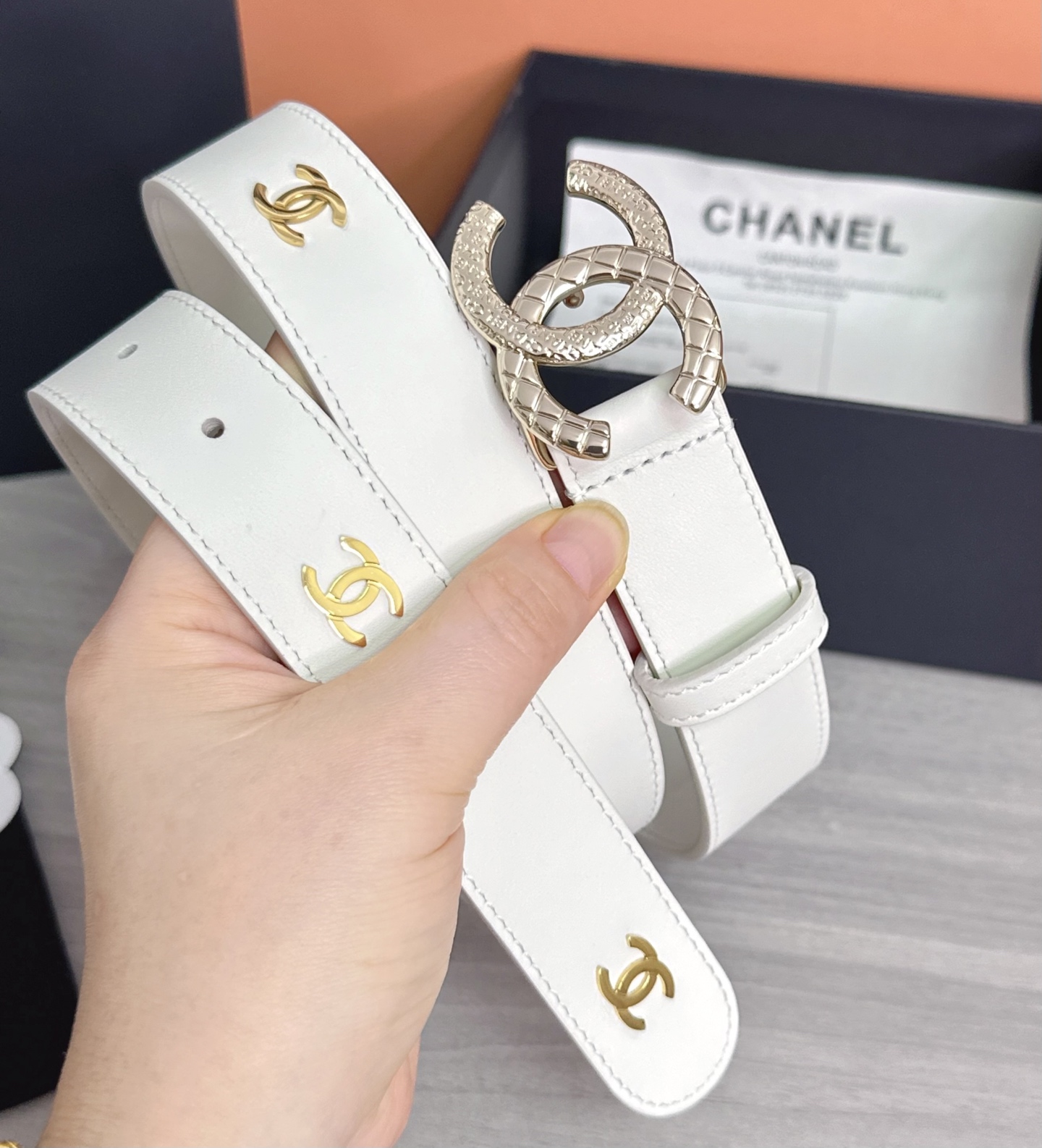 💥💥💥3.0cm香奈儿腰带，头层进口牛皮，长度：75.80.85.90.95.100.105欧，浅金铜五