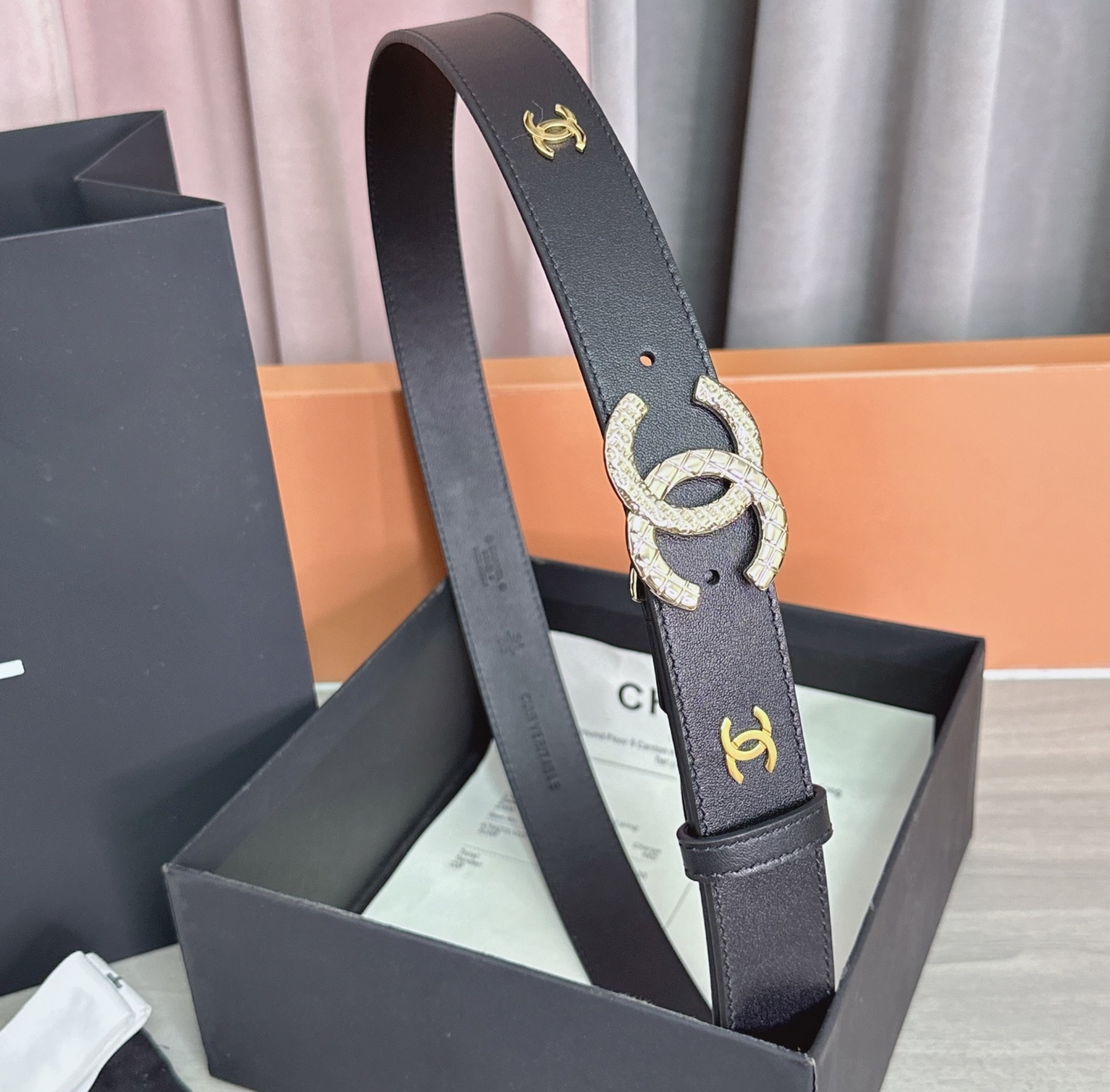 💥💥💥3.0cm香奈儿腰带，头层进口牛皮，长度：75.80.85.90.95.100.105欧，浅金铜五