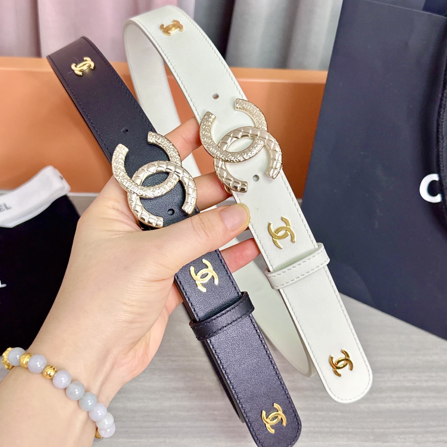 💥💥💥3.0cm香奈儿腰带，头层进口牛皮，长度：75.80.85.90.95.100.105欧，浅金铜五