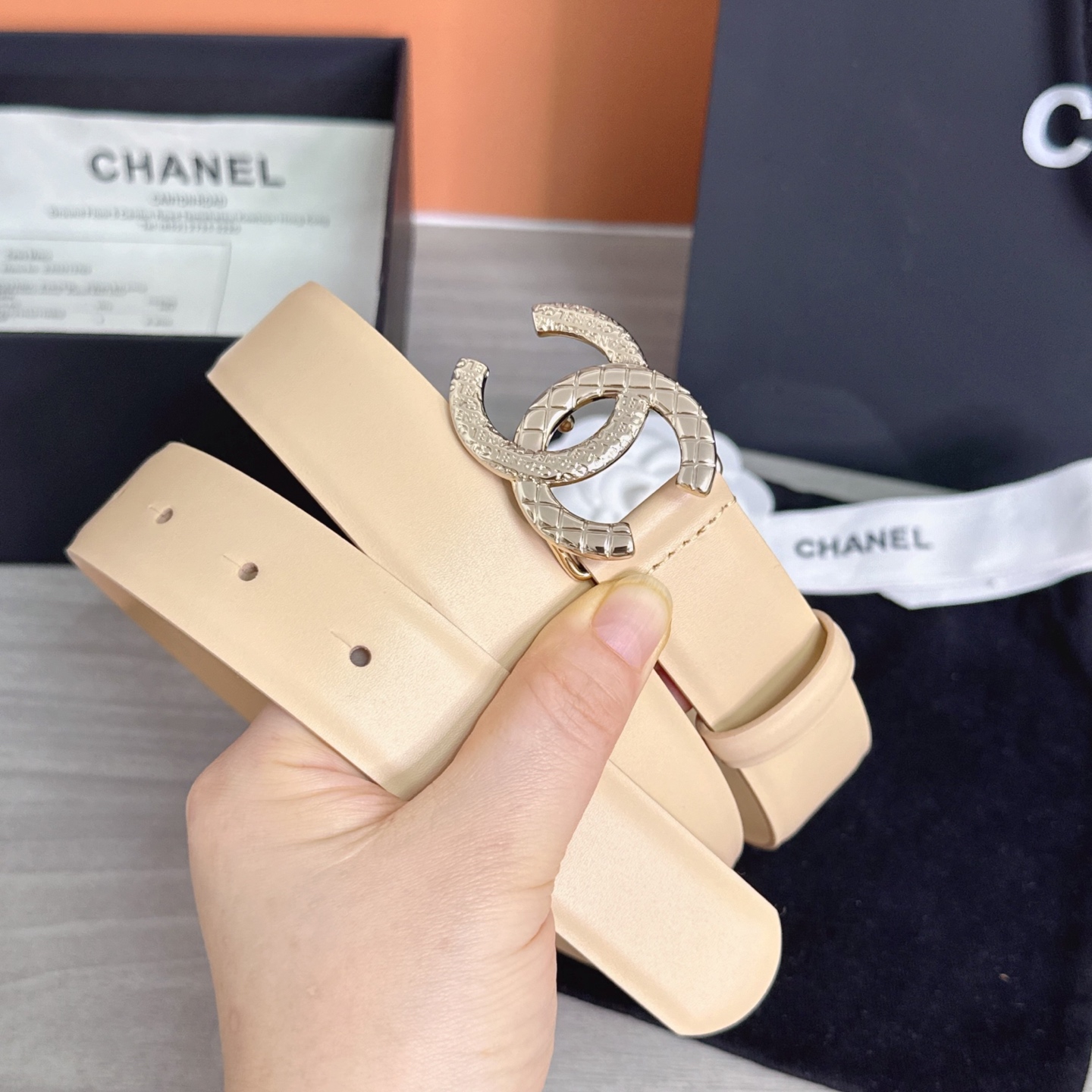 💥💥💥3.0cm香奈儿腰带，头层进口牛皮，长度：75.80.85.90.95.100.105欧，浅金铜五