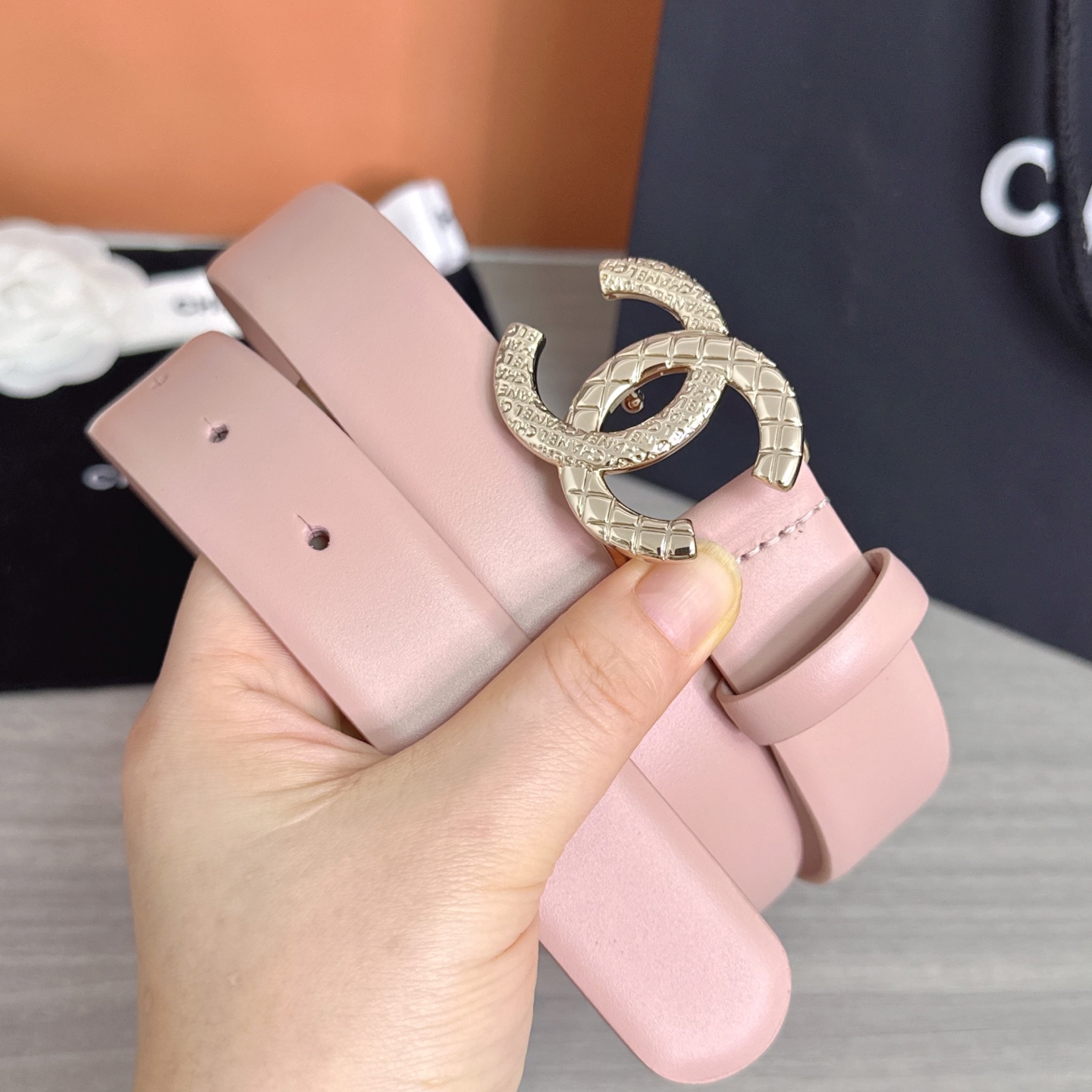 💥💥💥3.0cm香奈儿腰带，头层进口牛皮，长度：75.80.85.90.95.100.105欧，浅金铜五