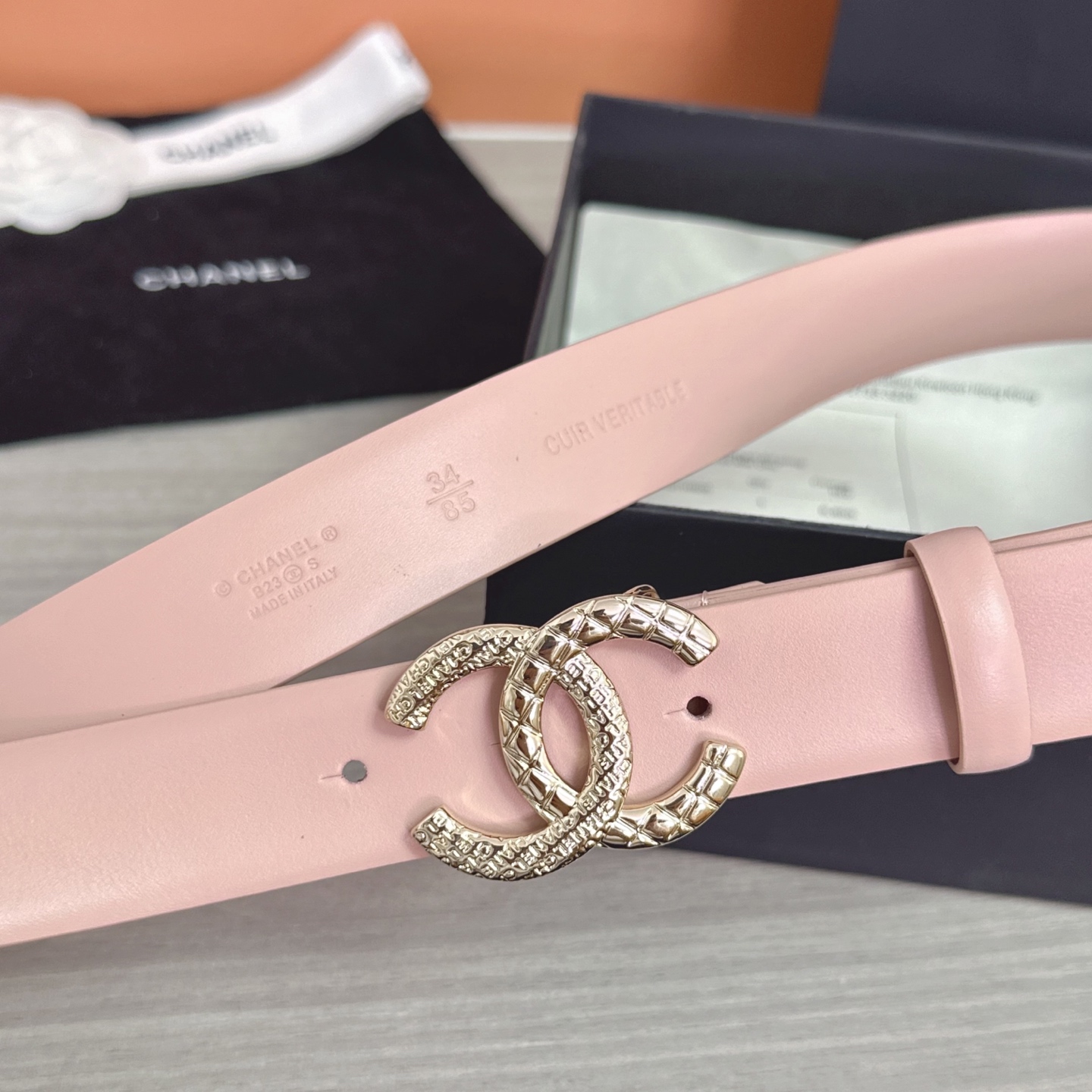 💥💥💥3.0cm香奈儿腰带，头层进口牛皮，长度：75.80.85.90.95.100.105欧，浅金铜五